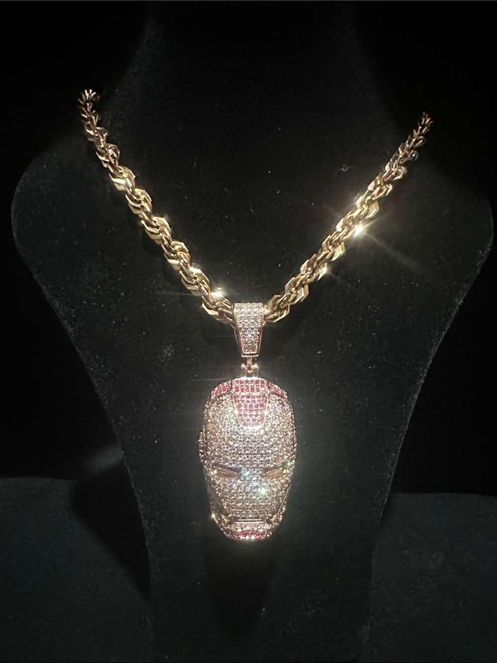Rose Gold-Tone Iron Man Mask Pendant Necklace